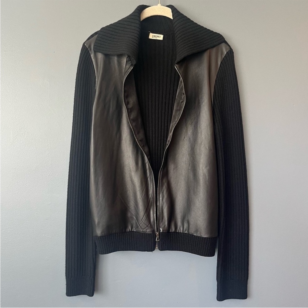 L’Agence Merino Wool & Lambskin Leather Jacket